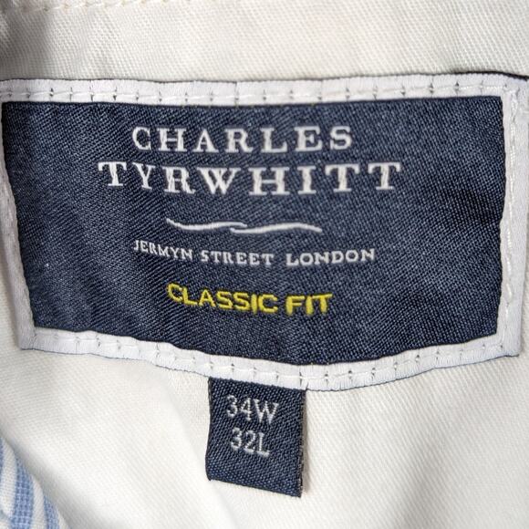 Charles Tyrwhitt 35x32 Linen Cotton Pants Men Classic Fit Beige Casual Trousers - Picture 3 of 4